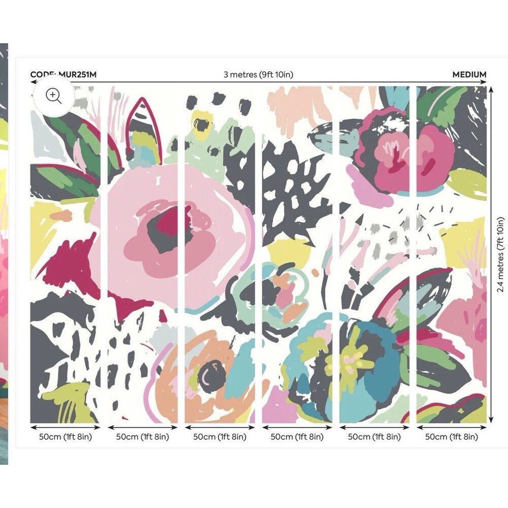 Origin Murals Abstract Floral Raspberry Pink Wall Mural MUR251M 300x240cm Sealed - Picture 2 of 4